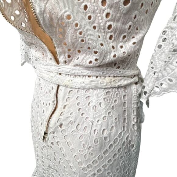 Winona Valerie Wrap Mini Dress Eyelet Lace White Size 6 - Picture 12 of 13
